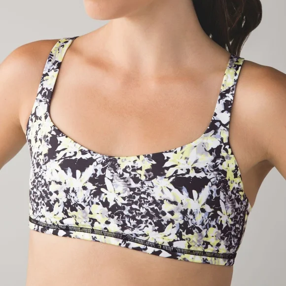 Lululemon Free To Be BraCrosscourt Petal Black Clarity Yellow - Picture 5 of 5